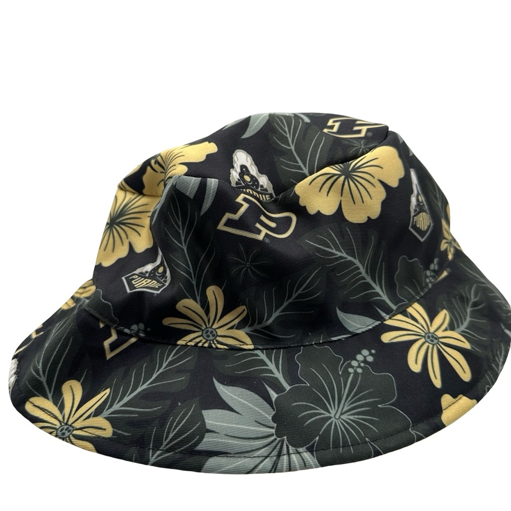 Black and Yellow Floral Purdue Bucket Hat